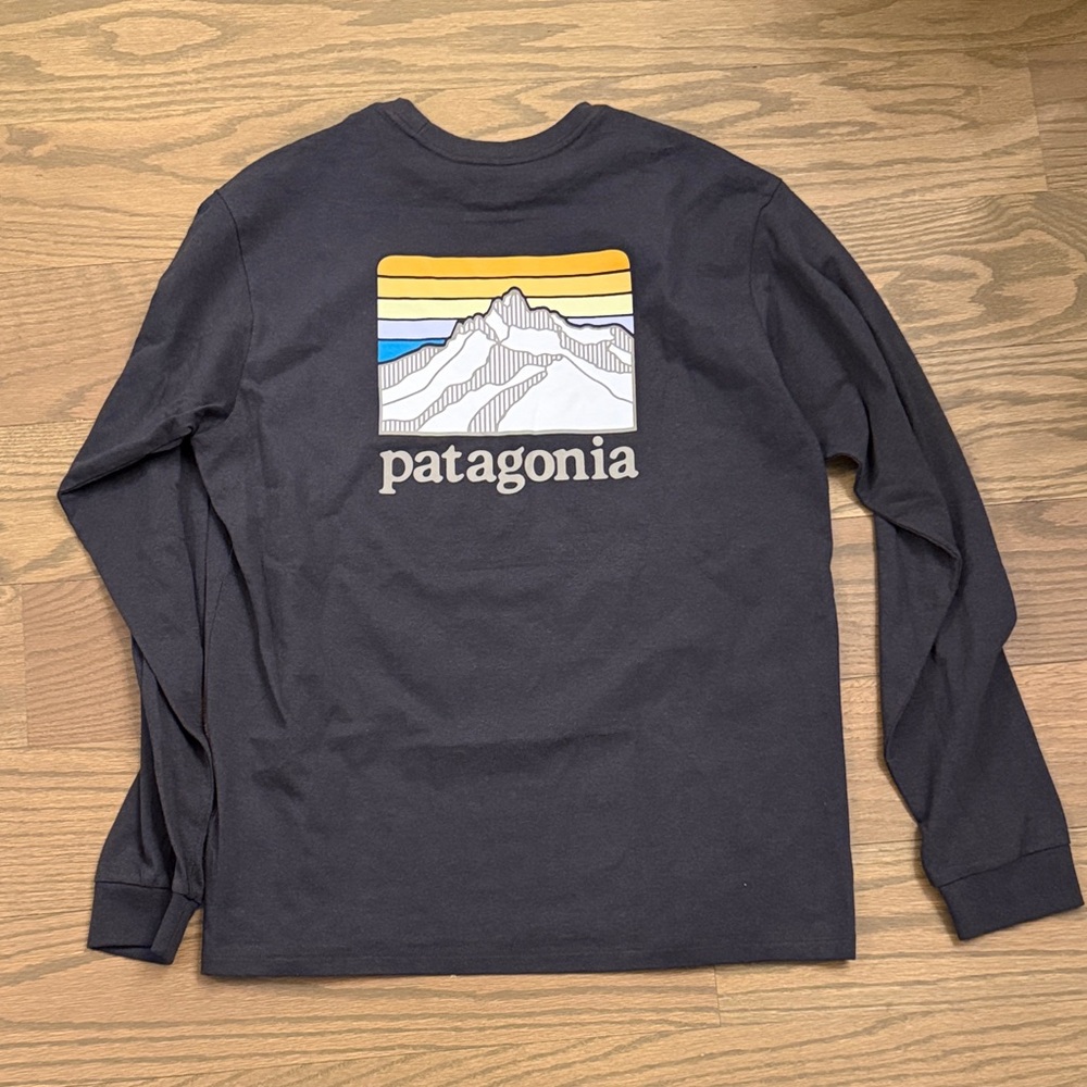 Patagonia Dark Gray Long Sleeve with Mountain Design